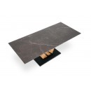 Стол обеденный HALMAR VOLANT 140 черный мрамор/дуб золотой 140-180/90